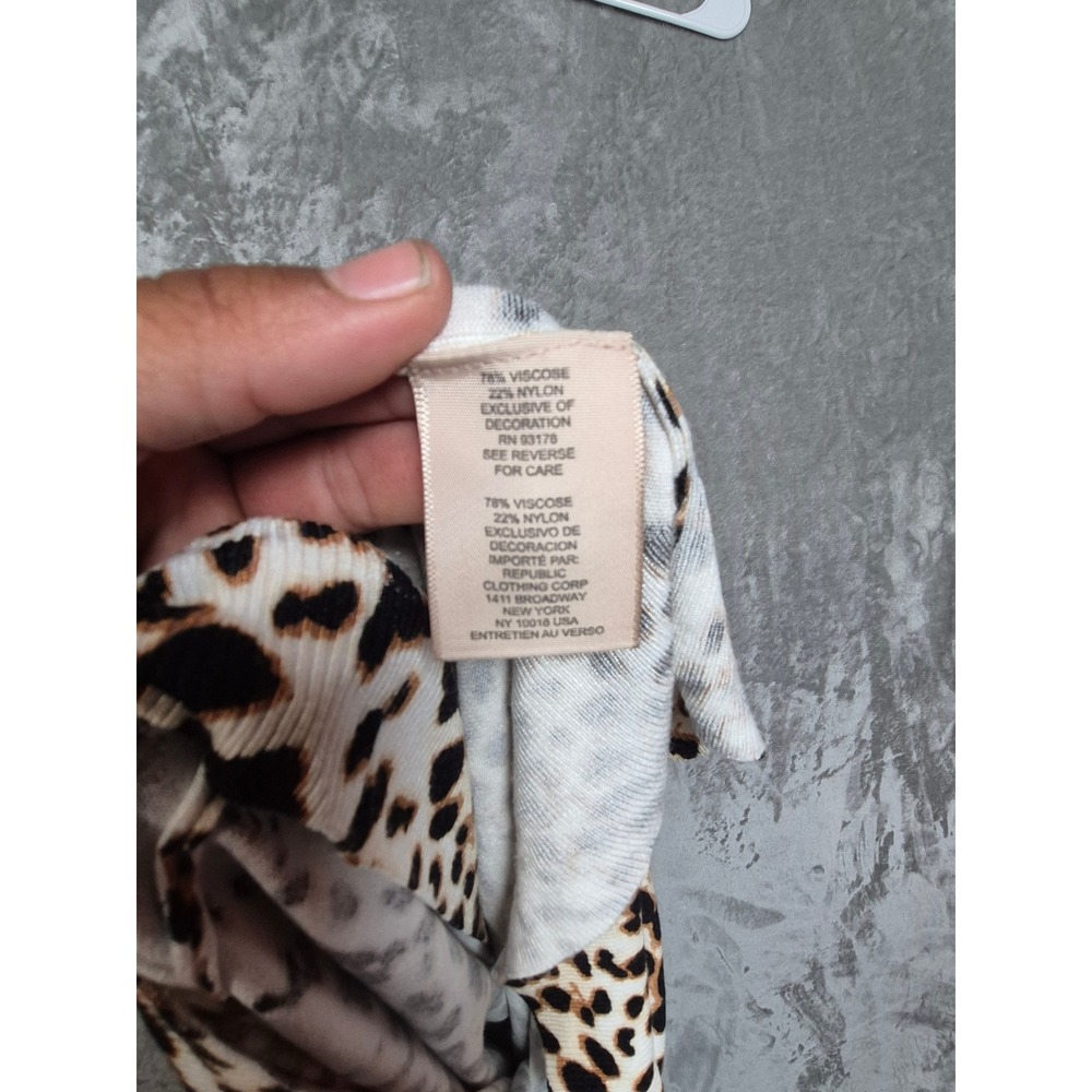 Philosophy Republic Clothing Leopard Print Knit Top Womens 2X Short Sleeve Tan - Picture 4 of 7